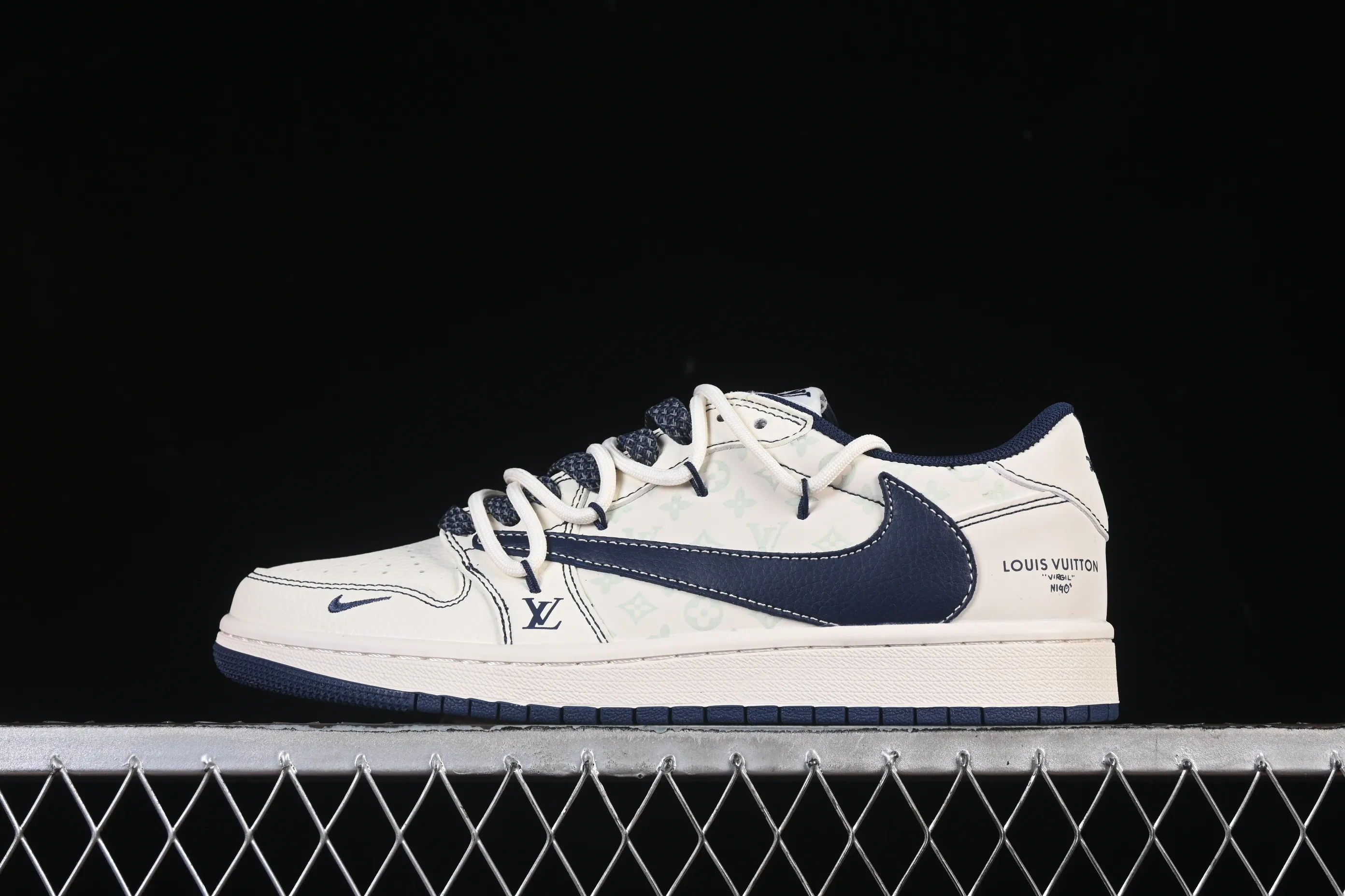 All categories Air Jordan Jordan series basketball shoes Air Jordan 1 Low High-end customized low-top sneakers Travis Scott x Fragment Design x Air Jordan 1 Low OG SP AJ1 Joe 1 joint off-white midnight blue low-top cultural casual sneakers HT5088-603